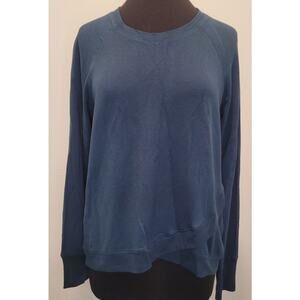 Active Life Womens Abyss Blue-Green Hi-Low Crossover Hem Pullover Sweater NWT L
